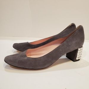 Kate Spade grey suede diamond block heel 7.5
